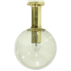 Textured Glass Ceiling Lamp By Glashütte Limburg Germany 1970s thumbnail 1