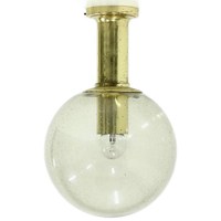 Textured Glass Ceiling Lamp By Glashütte Limburg Germany 1970s