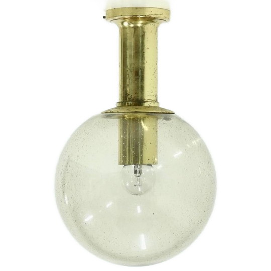 Textured Glass Ceiling Lamp By Glashütte Limburg Germany 1970s 1