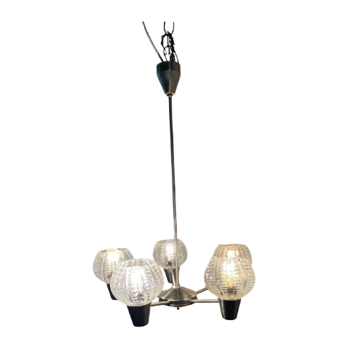 Vintage Chandelier Of Glass And Chrome