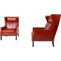 1970’s Pair Of Vintage Danish Design ‘wing’ Armchairs By Mogens Hansen