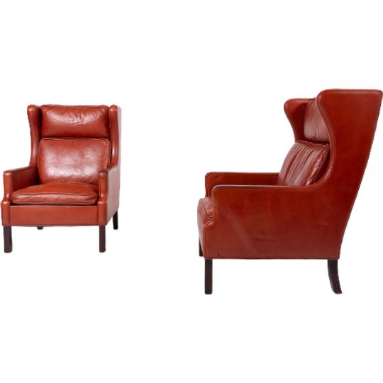 1970’s Pair Of Vintage Danish Design ‘wing’ Armchairs By Mogens Hansen 1
