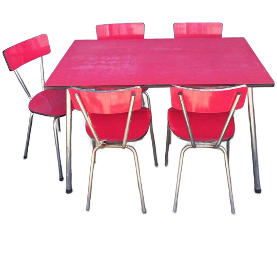 Vintage Jaren 50/60 Rode Formica Eethoek 1