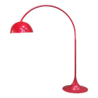 Rode Arc Lamp Met Ovalen Tulip Voet - Italië Jaren 70 thumbnail 1