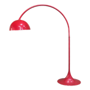 Rode Arc Lamp Met Ovalen Tulip Voet - Italië Jaren 70