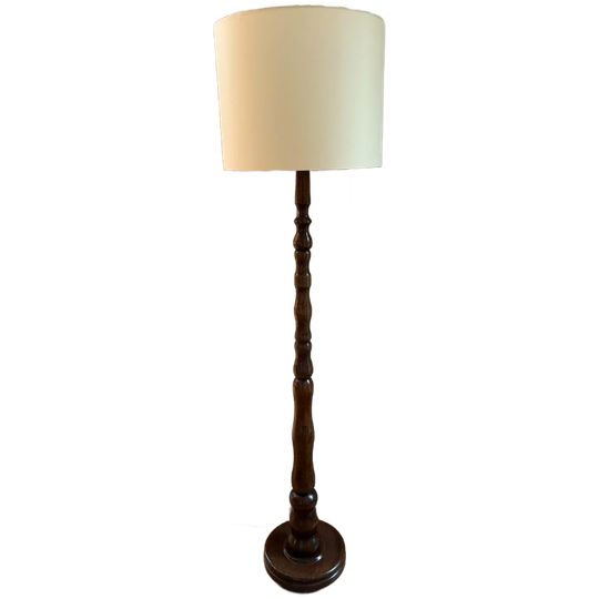 Gedraaide Houten Vloerlamp – Donkere Notenhout Kleur 1