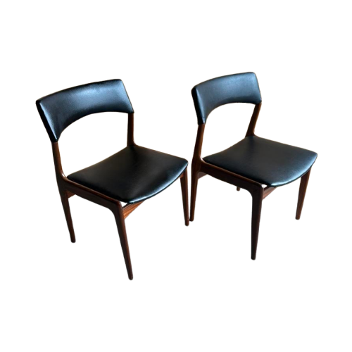 2X Teak Majongg Stoel Skai Deens Design 1960S