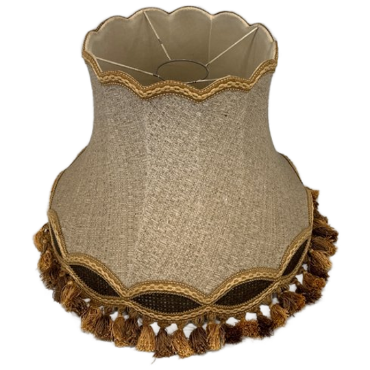 Lampenkap Bruin Creme Met Kwastjes 1