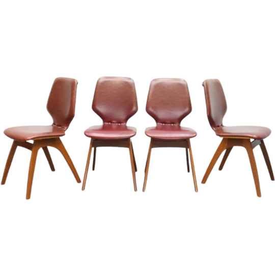 Set Van 4 Vintage Stoelen Teak Skai 1