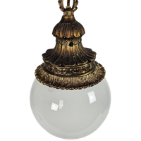 Vintage - Hollywood Regency Stijl - Hanglamp - Bollamp - Verguld - Art Deco - Opaalglas - 1970'S