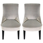 2x Eetkamerstoel Hout Fluweel Grijs Zilver thumbnail 1