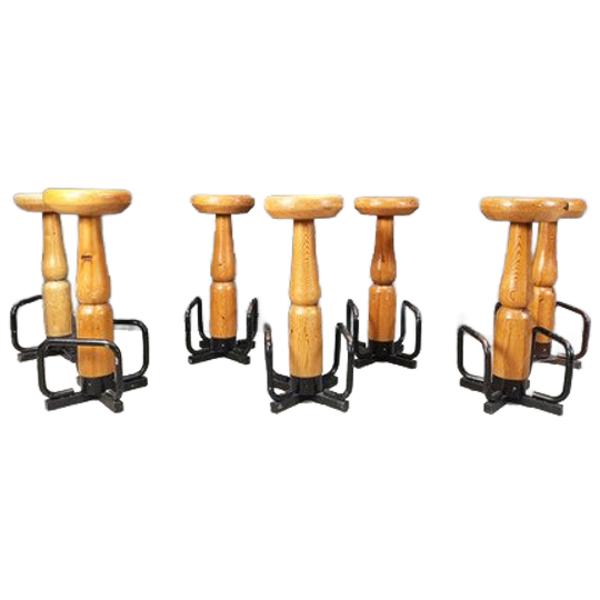 Mid Century Brutalist Bar Stools, 1960s - Set Of 7 1