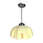 Art Deco Hanglamp Met Glazen Tienhoekige Kap, Jaren 30 thumbnail 1