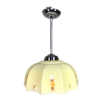 Art Deco Hanglamp Met Glazen Tienhoekige Kap, Jaren 30