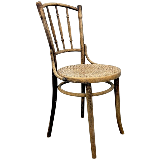 Antieke Thonet Gebogenhouten Stoel – Originele Webbing Zitting – Weense Caféstoel 1