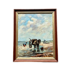 Vintage Olieverf Schilderij “De Schelpenvissers” thumbnail 1