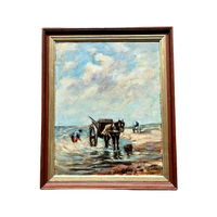 Vintage Olieverf Schilderij “De Schelpenvissers”