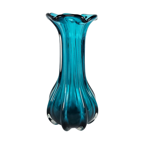 Murano - Vaas - Aqua Blauw - Italie - 3E Kwart 20E Eeuw