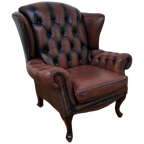 Vintage Chesterfield Stijl Fauteuil, Oorfauteuil 209 thumbnail 1