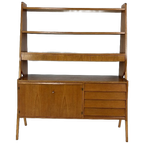 Zweedse Vintage Teak Fineren Boekenkast thumbnail 1