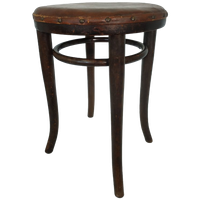 Vintage Antieke Thonet Kruk Stool (Webbing/Leer)