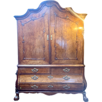 Antiek Hollands Mahonie Kabinet Uit 1850, 252 Cm Hoog