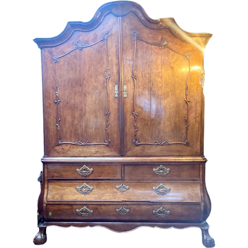 Antiek Hollands Mahonie Kabinet Uit 1850, 252 Cm Hoog