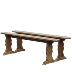 Geweldige Set Van 2 Antieke Franse Banken Voor Aan De Eettafel Met Een Prachtig Patina thumbnail 1