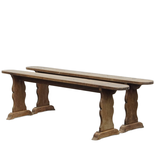 Geweldige Set Van 2 Antieke Franse Banken Voor Aan De Eettafel Met Een Prachtig Patina 1