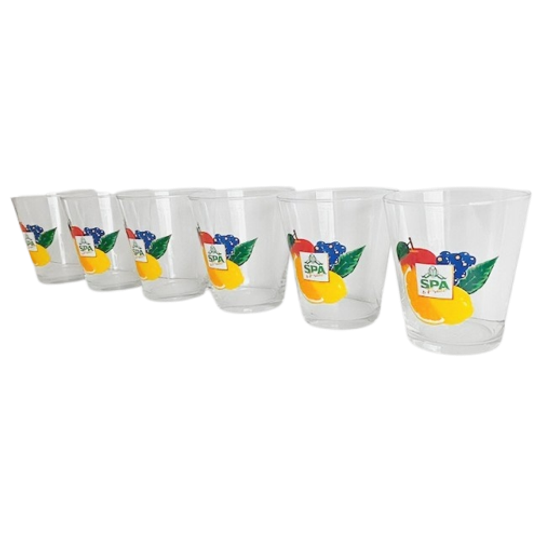 Zes Vintage Spa Fruit Glazen 1980’s 1