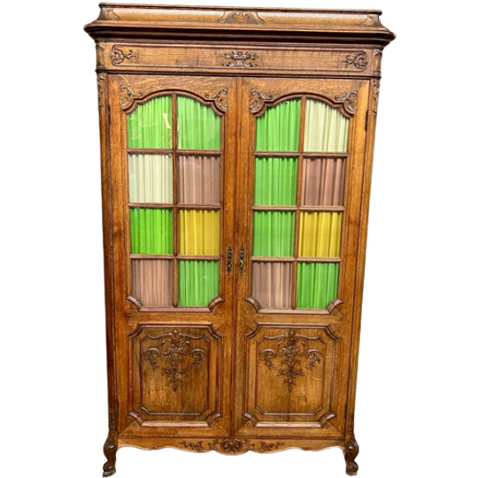 Luikse Boekenkast In Gesneden Eikenhout In Regency-Stijl. 1