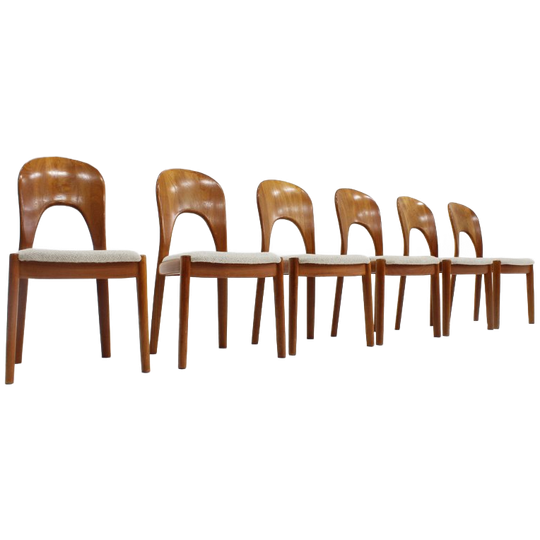 Vintage Deense Mid Century Eetkamer Stoelen Niels Koefoed , Set Van 6 1