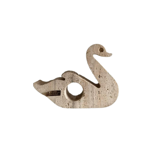 Swan Travertino Tivoli Zwaan Sculptuur Enzo Mari İtalie ‘70