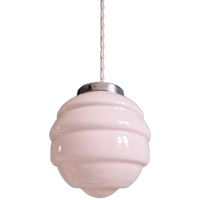 Art Deco Hanglamp In Roze Opaline, Jaren 1920-30