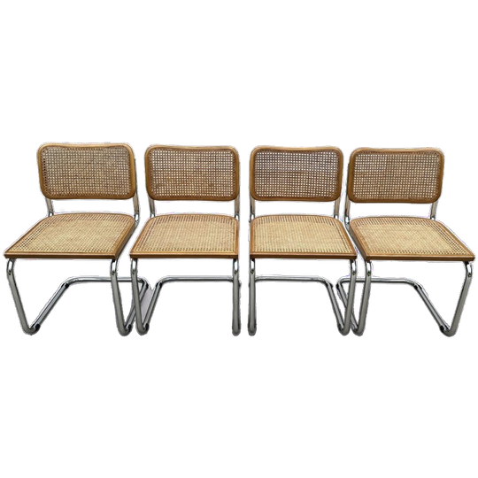 4 Vintage Stoelen In Cesca-stijl (marcel Breuer) 1