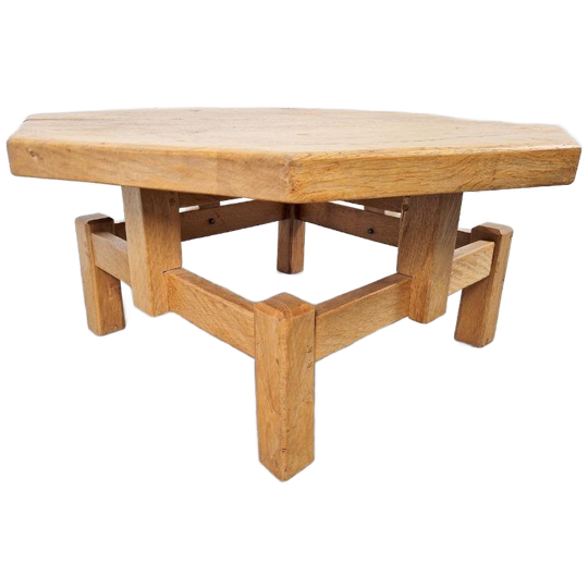 Brutalistische Eiken Salontafel Achthoek Rustiek Japandi ´60 1