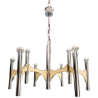 Grote Space Age-kroonluchter In Verchroomd Metaal, Sciolari thumbnail 1