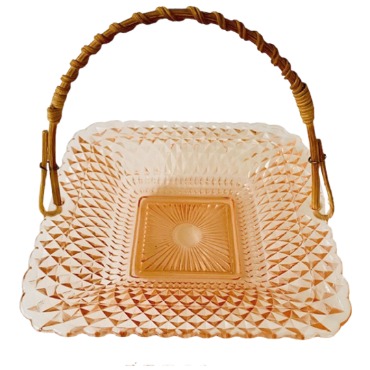 Vintage Bonbonnière Roze Glas 1