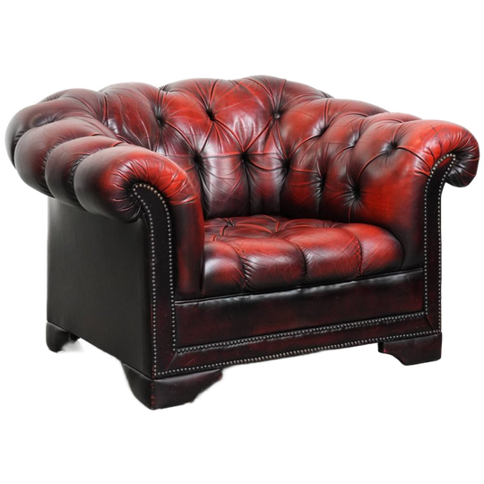 Klassieke Rundleren Chesterfield Buttonseat Fauteuil In Een Mooie Rode Kleur 1