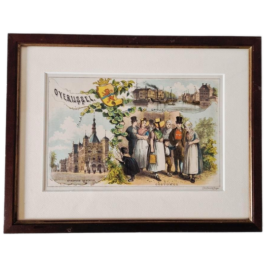 Litho In Lijst Overijssel Stadhuis Deventer Zwolle Costumes 1