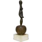 Sculpture Female Figure On Apple By Godfried Pieters thumbnail 1