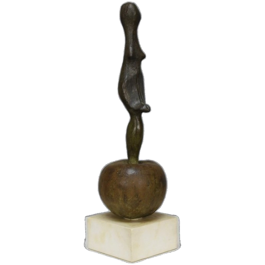 Sculpture Female Figure On Apple By Godfried Pieters 1