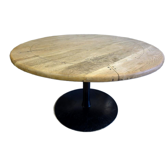 Prachtige Zwarte Ronde Eiken Eettafel 130 Cm 1