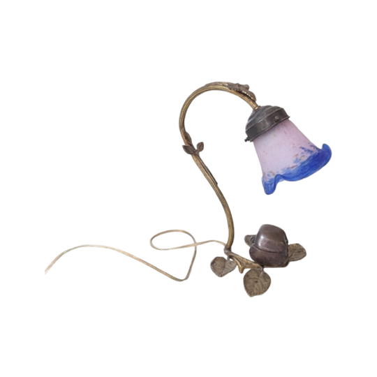 Antiek Tafellampje – Frans Glas Rond 1900 - (mb46) 1