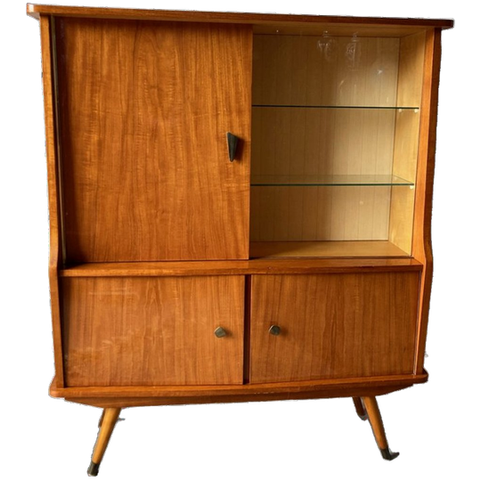 Vintage Mid-century Dressoir,high-board,barkast,vitrinekast 1