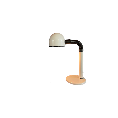 Vintage Bureaulamp, Jaren 80 Eighties Hala Zeist (?) , Zwart Wit Flexibel, Zwanenhals / Cobra