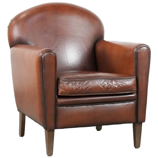 Mooi Gevormde Schapenleren Art Deco Design Armchair Met Tijdloze En Warme Kleuren 1