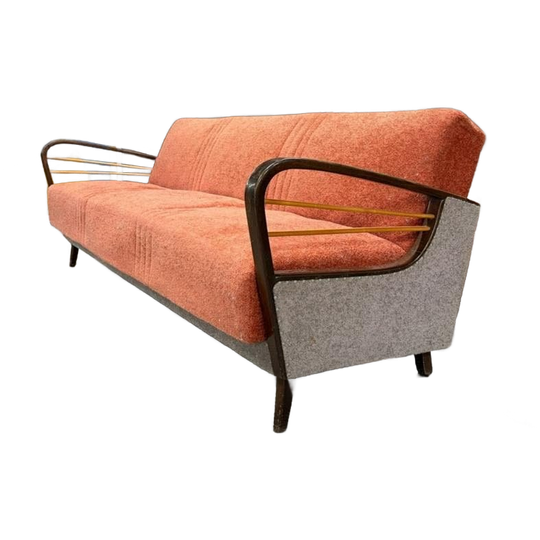 Vintage Zalmroze Zetel / Canapé / Slaapbank 1