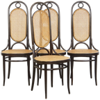 Set Van 4 Hoge Vintage Bentwood “long John” Thonet Design Stoelen thumbnail 1