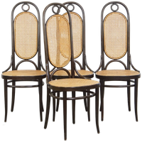 Set Van 4 Hoge Vintage Bentwood “long John” Thonet Design Stoelen